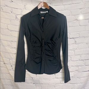 Farinaz Taghavi Black Button-Up Long Sleeve Shirt Size 6 Excellent Condition